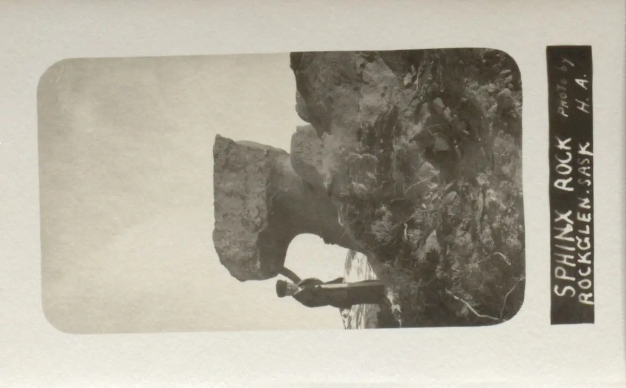 Sphinx Rock near Rockglen, about 1915